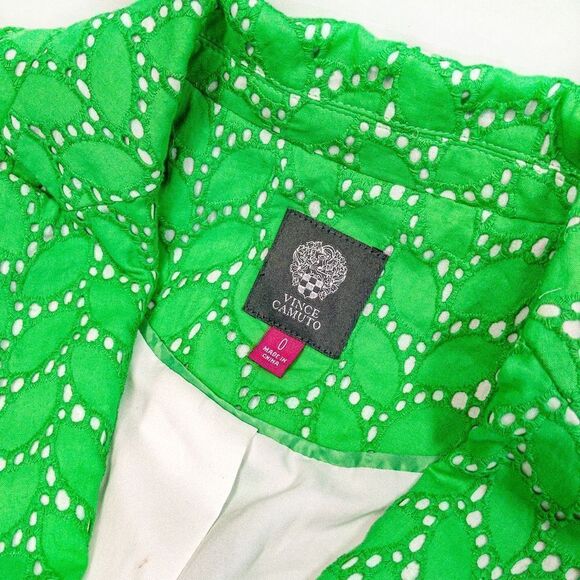 Vince Camuto Spring Green Eyelet Lace Suit Jacket Sz 0 - Picture 8 of 14